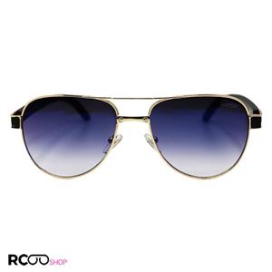عینک آفتابی کارتیه با فریم خلبانی، طلایی، دسته طرح چوبی و لنز آینه ای مدل CA121