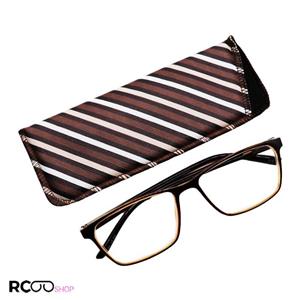 عینک مطالعه پروگرسیو با نمره  0.00 و  1.00 و فریم مستطیلی و قهوه ای مدل H104