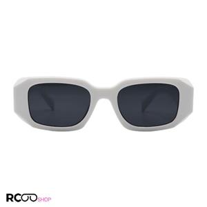 عینک آفتابی پرادا با فریم سفید رنگ، مستطیلی شکل و دسته سه بعدی مدل 3941 