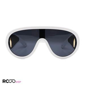 عینک آفتابی فانتزی با فریم سفید، لنز دودی تیره و دسته پهن لووه مدل 0239