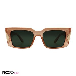 عینک آفتابی دولچه گابانا با دسته پهن، فریم قهوه ای و طلایی رنگ و لنز سبز مدل LH026