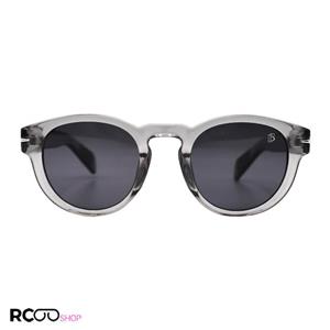 عینک آفتابی دیوید بکام خاکستری با فریم گرد و لنز دودی تیره مدل BY933