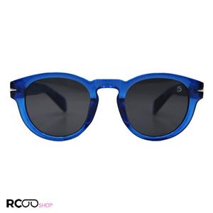 عینک آفتابی David Bekham آبی رنگ با فریم گرد و لنز دودی تیره مدل BY933