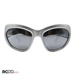 عینک آفتابی فانتزی پرادا با فریم نقره ای رنگ و عدسی آینه ای مدل W68102