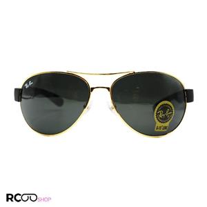 عینک آفتابی ریبن ضدانعکاس با فریم خلبانی، طلایی و لنز دودی و سنگ مدل RB3509