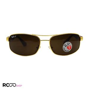 عینک آفتابی ریبن با فریم طلایی، خلبانی و لنز قهوه ای، پلاریزه و سنگ مدل 3445