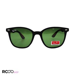 عینک آفتابی ریبن با فریم مشکی، مربعی شکل و لنز سبز رنگ و شیشه ای مدل M035