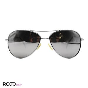 عینک آفتابی خلبانی با فریم نقره ای رنگ و فلزی، لنز آینه ای و دسته فنری مدل 81-81