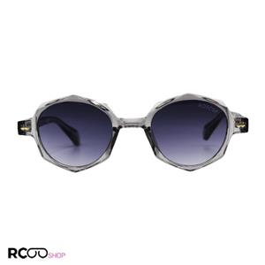 عینک آفتابی گرد با فریم خاکستری رنگ، طرح دار و لنز دودی تیره موسکات مدل 65014