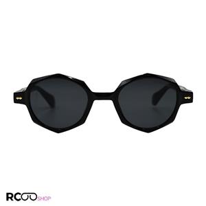 عینک آفتابی گرد با فریم مشکی رنگ، طرح دار و لنز دودی تیره موسکات مدل 65014