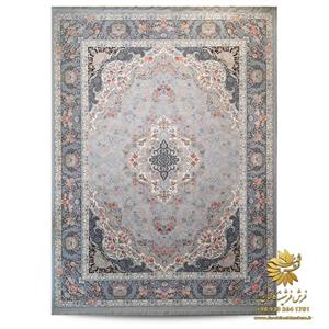 فرش طرح کرشمه هفتصد شانه نقره ای گل برجسته