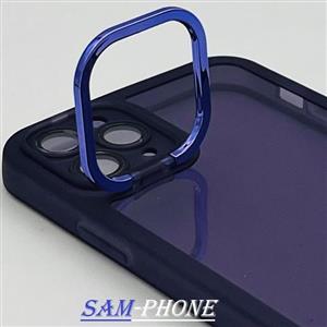 قاب گوشی iPhone 11 pro max آیفون اورجینال هولدر متال NEW SKIN new face طرح پشت شیشه ای شفاف دور سیلیکونی محافظ لنز دار بنفش کد 31 