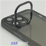 قاب گوشی iPhone 13 pro max آیفون اورجینال هولدر متال NEW SKIN ( new face ) طرح پشت شیشه ای شفاف دور سیلیکونی محافظ لنز دار مشکی کد 36