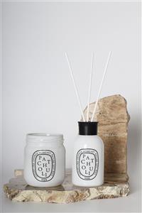 homeartplus مجموعه عطری شمع شیشه ای سفید و اتاق عطر پاکولی BYZ KVNZ 