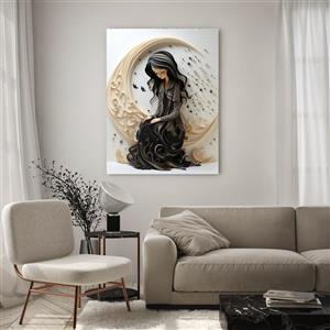 تابلو شاسی طرح برجسته دختری روی ماه