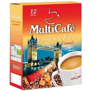کافی میکس کاراملی مولتی کافه مدل 3 × 1 بسته 12 عددی Multi Coffee 3 × 1 Caramel Coffee Mix Pack of 12