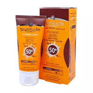 سان سیف کرم ضد آفتاب بیرنگ فاقد چربی 50 گرم SPF50 نارنجی قهوه ای 