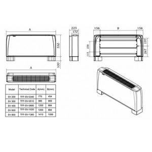 فن کویل زمینی کریوه بدون پایه تهویه مدل SB-200 