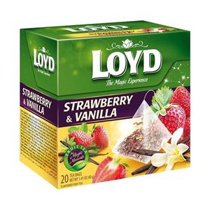 دمنوش توت فرنگی وانیل لوید بسته 20 عددی Loyd Herbal Tea Vanilla and Strawberry 