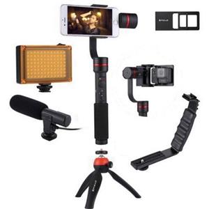 دسته فیلم برداری پلوز مدل G1 Stabilizer همراه با فلاش و میکرفون هولدر دوربین گوپرو مناسب برای ورزشی Puluz Camcorder With Flash For Gopro Sport Camera 