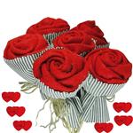 دسته گل مصنوعی مدل Red Rose کد 07892 مجموعه 6 عددی