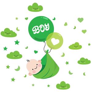 استیکر دیواری صالسو آرت طرح green baby hk 