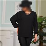 شومیز زنانه استایل آزاد یقه کارتیر جنس کرپ کش فری سایز تا 50 تکرنگ مشکی