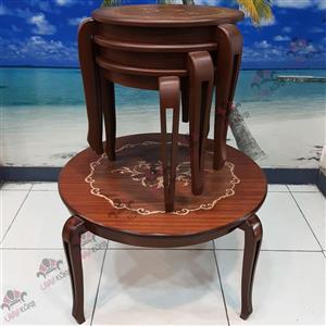 میز جلو مبلی عسلی چوبی گرد معرق مدل ایلیا