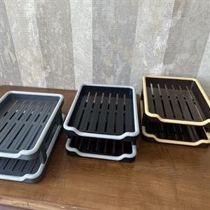 کازیه 2 طبقه رومیزی آذران تحریرات اداری - مشکی قهوه ای طوسی 