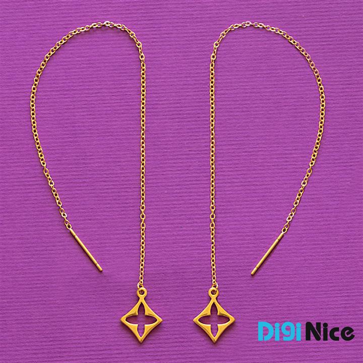 گوشواره بخیه ای طلا 18 عیار طرح لویی ویتون (کد DN-GE0411)