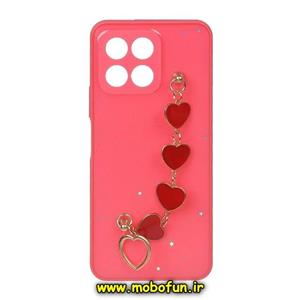 قاب گوشی Honor X6 4G - Honor X8 5G آنر طرح رزینی ماربل قلبی دستبندی رنگی محافظ لنزدار سرخابی کد 182