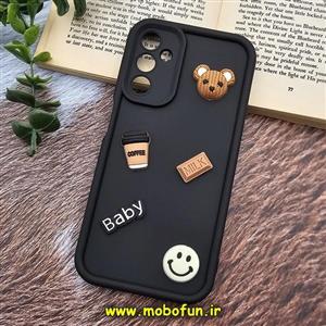 قاب گوشی Galaxy A24 سامسونگ طرح سیلیکونی ژله ای سه بعدی برجسته عروسکی COFFEE Baby محافظ لنز دار مشکی کد 384