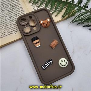 قاب گوشی iPhone 14 Pro Max ایفون طرح سیلیکونی ژله سه بعدی برجسته عروسکی COFFEE Baby محافظ لنز دار نسکافه کد 281 