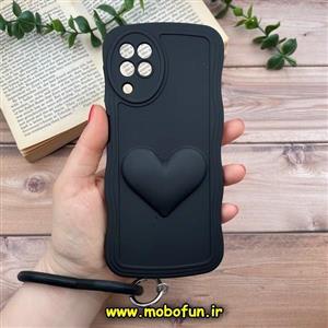قاب گوشی Galaxy A22 4G - Galaxy M32 4G سامسونگ طرح بالشتی النگویی قلبی سه بعدی سیلیکونی محافظ لنز دار مشکی کد 725