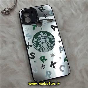 قاب گوشی Redmi A1 Plus - Redmi A2 Plus - Poco C50 شیائومی پشت گلس آینه ای CASETIFY طرح استارباکس STARBUCKS محافظ لنزدار مشکی کد 201