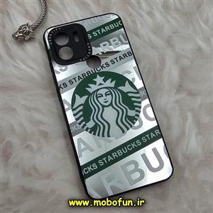 قاب گوشی Redmi A1 Plus - Redmi A2 Plus - Poco C50 شیائومی پشت گلس آینه ای CASETIFY طرح استارباکس STARBUCKS محافظ لنزدار مشکی کد 200