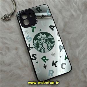 قاب گوشی Redmi A1 - Redmi A2 شیائومی پشت گلس آینه ای CASETIFY طرح استارباکس STARBUCKS محافظ لنزدار مشکی کد 23