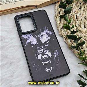 قاب گوشی Poco X5 Pro - Redmi Note 12 Pro 5G شیائومی پشت گلس آینه ای CASETIFY طرح گرگ خشمگین مات محافظ لنزدار مشکی کد 263