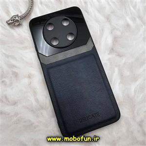 قاب گوشی Huawei Nova Y90 هوآوی طرح چرم و گلس دلیکات DELICATE محافظ لنز دار مشکی کد 14