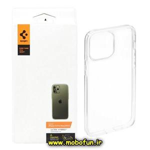 قاب گوشی iPhone 15 Pro Max آیفون اورجینال spigen طرح Ultra HYBRID طلقی شیشه ای شفاف کد 11