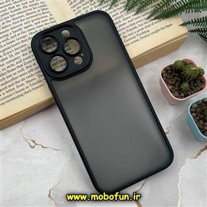 قاب گوشی iPhone 15 Pro Max آیفون پشت مات اورجینال راک ROCK دور سیلیکونی محافظ لنزدار مشکی کد 8