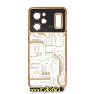قاب گوشی Poco X5 Pro شیائومی طرح الکتروپلیتینگ مگ سیف ژله ای شفاف مدار برق اورجینال محافظ لنز دار طلایی کد 268