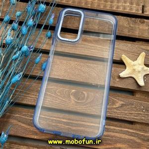 قاب گوشی Galaxy A14 4G - Galaxy A14 5G سامسونگ اورجینال متال کیس Metal پیکسل Pixel طرح پشت طلق شفاف دور سیلیکونی آبی روشن کد 647