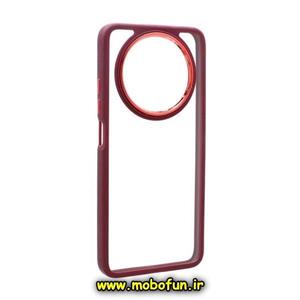 قاب گوشی Huawei Nova Y90 هوآوی اورجینال متال کیس Metal طرح پشت طلق شفاف دور سیلیکونی زرشکی کد 11
