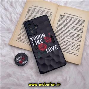 قاب گوشی Poco F4 GT - Redmi K50 Gaming شیائومی شش ضلعی طرح دار گل قرمز محافظ لنز دار پاپ سوکت دار کد 43