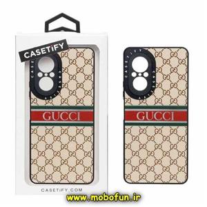 قاب گوشی Huawei Nova 9 SE هوآوی پشت گلس آینه ای اورجینال CASETIFY طرح لاکچری گوچی GUCCI محافظ لنزدار مشکی کد 76