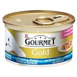 کنسرو گربه Gourmet Gold تهیه شده ماهی اقیانوس، سس و اسفناج
