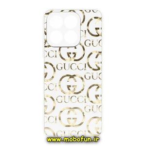 قاب گوشی Honor X8A 4G آنر لاکچری دیزاین گوچی GUCCI محافظ لنزدار سفید کد 42