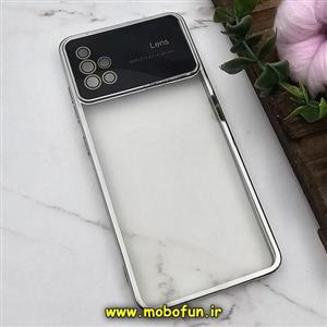قاب گوشی Galaxy A51 سامسونگ طرح الکتروپلیتینگ ژله ای شفاف اورجینال Camera Lens محافظ لنز دار نقره ای کد 910