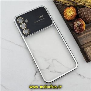 قاب گوشی Galaxy A34 5G سامسونگ طرح الکتروپلیتینگ ژله ای شفاف اورجینال Camera Lens محافظ لنز دار نقره ای کد 502